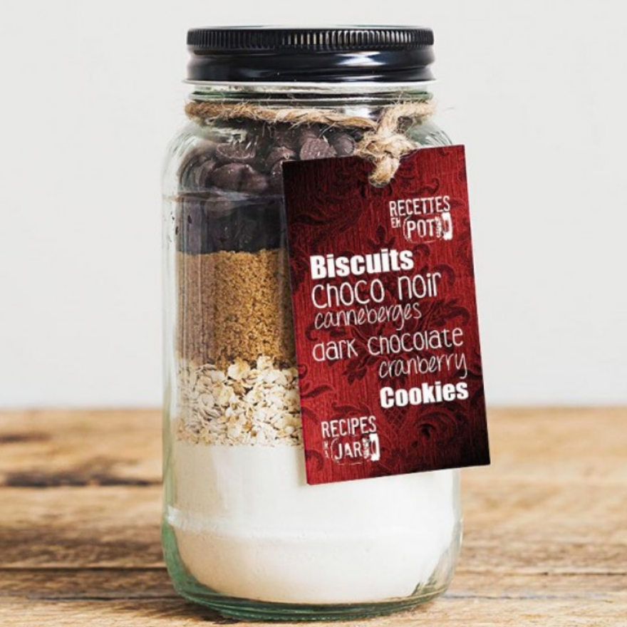 Recette en pot : Biscuits choco noir canneberges item