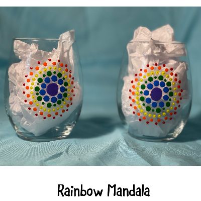 Rainbow Mandala glass item
