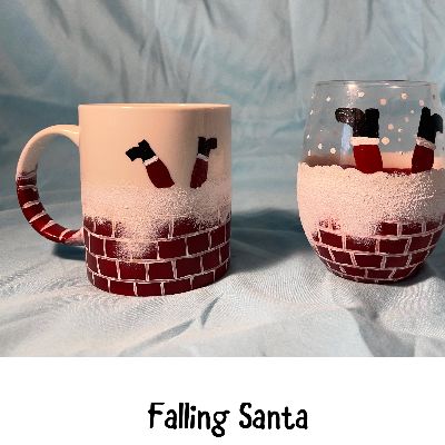 Falling Santa mug or glass item