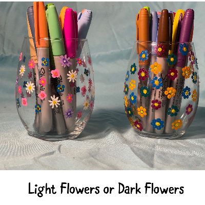 Light Flowers or Dark Flowers glass item