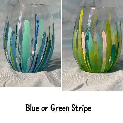 Blue or Green Stripe glass item