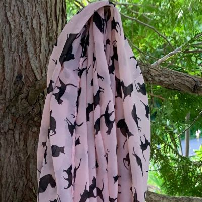 Magnifique écharpe à motifs de chat - rose item
