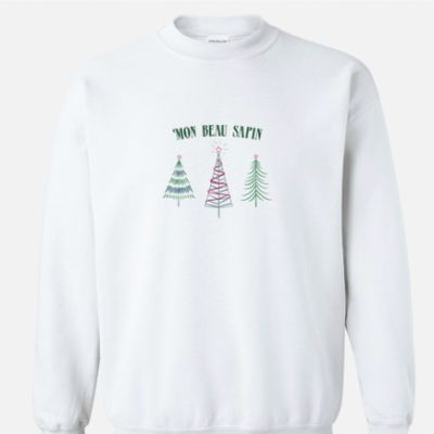 Chandail à col rond blanc Mon beau sapin item