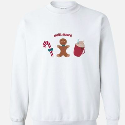 Chandail à col rond blanc Noël sucré item