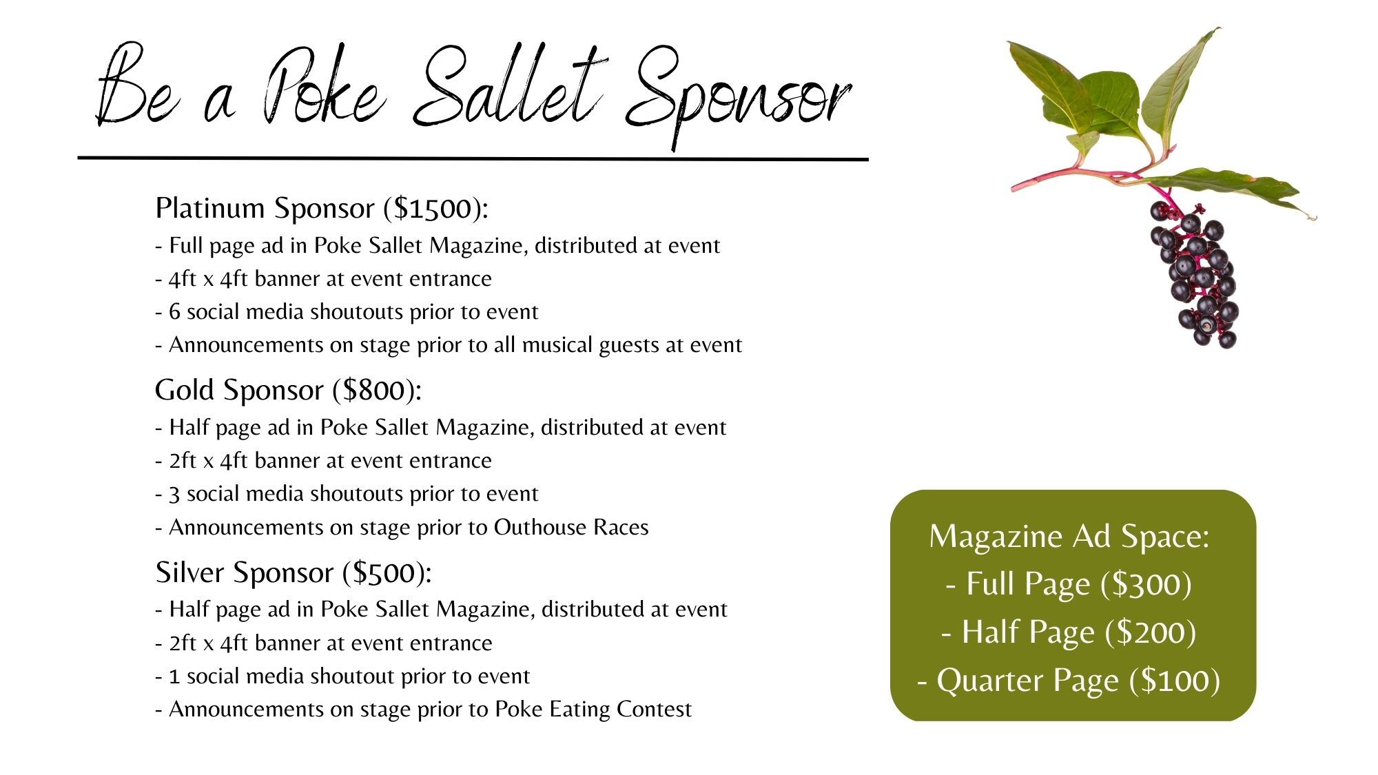 Poke Sallet Festival Sponsorship