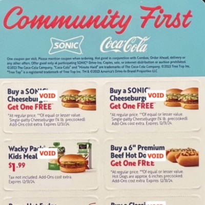 Sonic Community First Coupon Card item