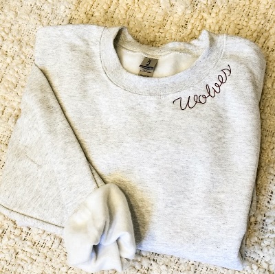 ADULT 2XL-3XL Grey Embroidered  Wolves Crewneck Sweatshirt item