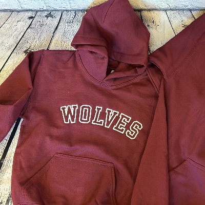 YOUTH Maroon Embroidered Wolves Hoodie item