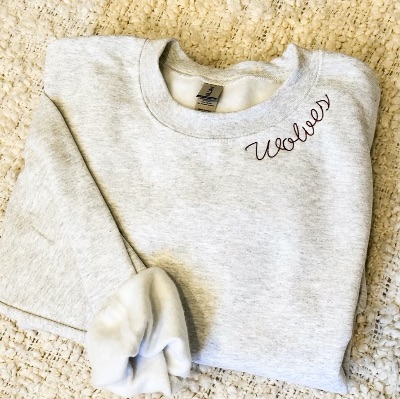 ADULT S-XL Grey Embroidered Wolves Crewneck Sweatshirt item