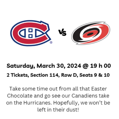 3 Montreal Canadiens vs Carolina Hurricanes -Sat Mar 30 2024 item