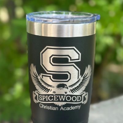 BLACK- 20 oz Laser-Etched Tumbler with SCA Eagle Logo item