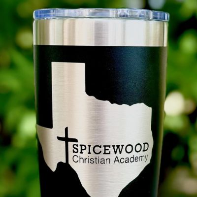 BLACK- 20 oz Laser-Etched Tumbler with SCA Logo item