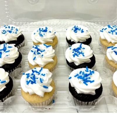 12 Mini blue and white cupcakes item