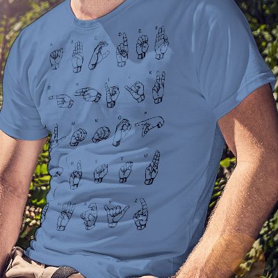 T-shirt alphabet adulte rose bleu item