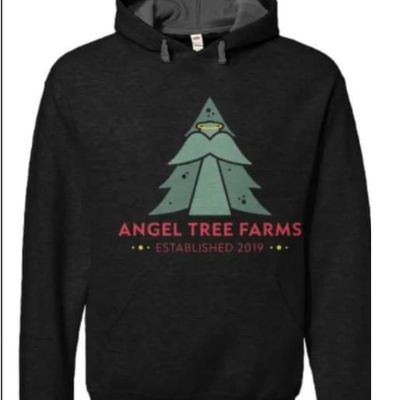 Colored logo on black sweatshirt item