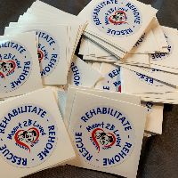 Rescue Rehabilitate Rehome 2" x 2" laminated stickers item