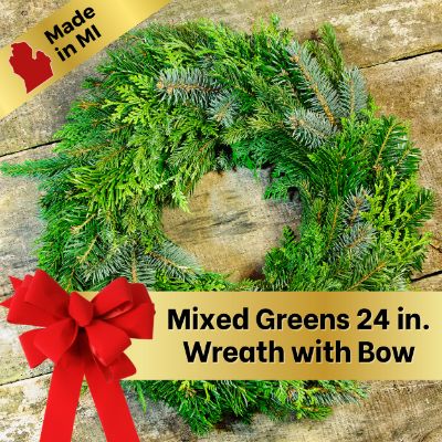 24" Mixed Greens Wreath: Pick-up 11/19 item