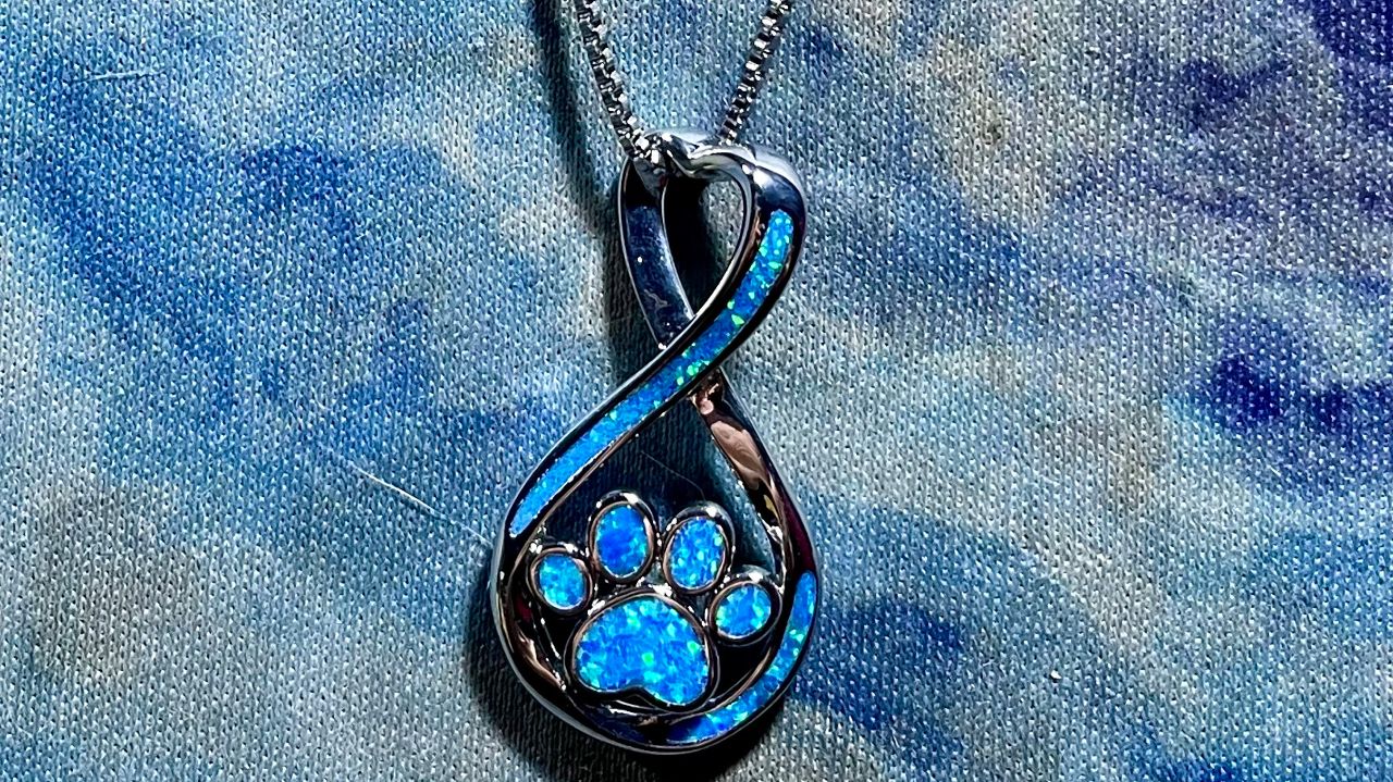 Opal Infinity Love Paw Necklace