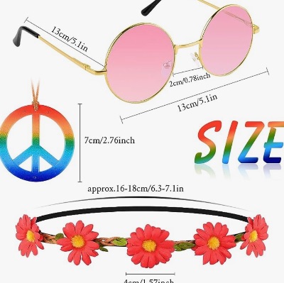 Flower headband, necklace, and sunglasses item