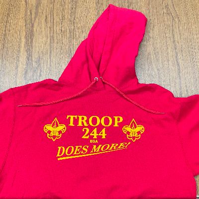 Red motto hoodie item