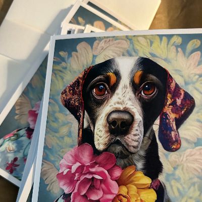 Note/Thank You Cards w Envelopes -Nelly the Beagle Mix item