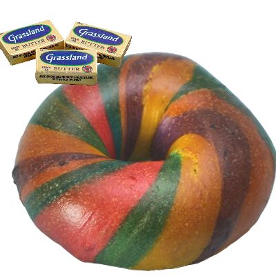 Rainbow Bagel with Butter item