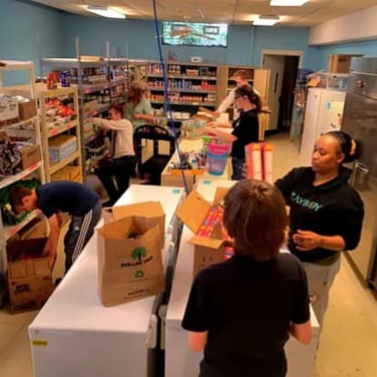 Volunteers in our food pantry