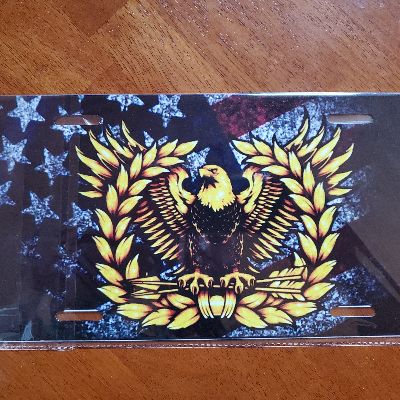 License Plate with Eagle Rising on US Flag item