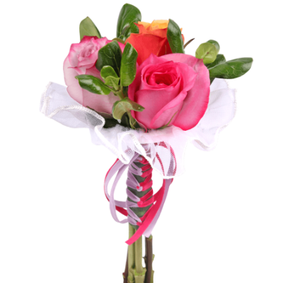 Bouquet of 3 pink & white roses & a Nutcracker themed cookie item