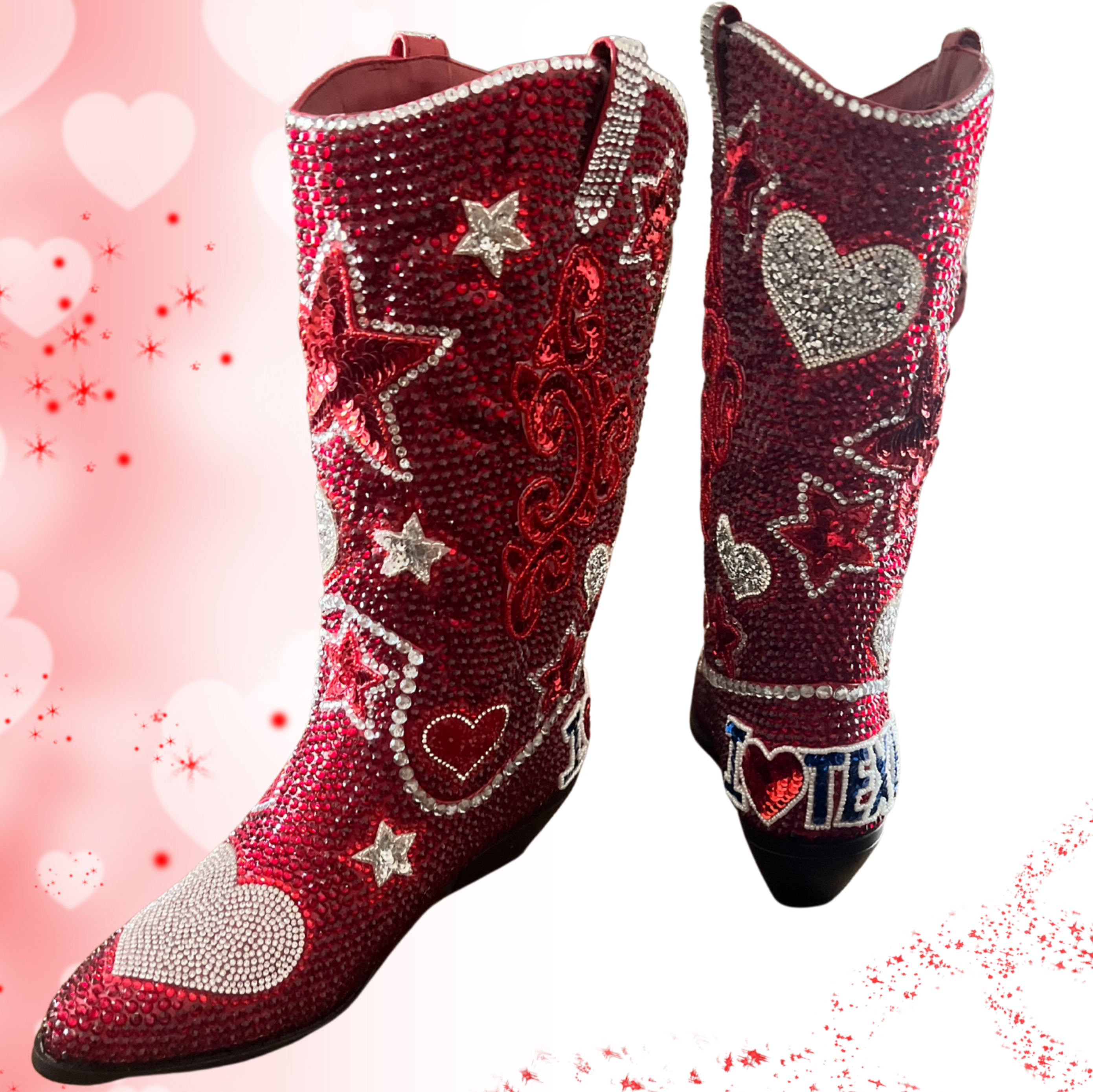 Custom Pair of TX Queen of Hearts Boots item