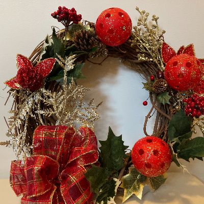 Christmas Pickleball Wreath Glitter and Gold item