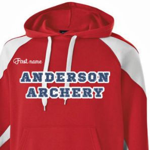 ADULT Red and White HOODIE w/ blue letters item