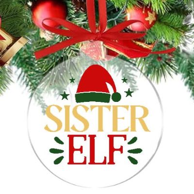 Sister Elf Acrylic Christmas Ornament item