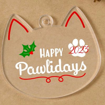 Happy Pawlidays Acrylic Cat Ornament item