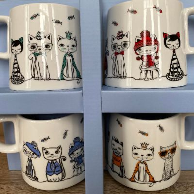 Ensemble de tasses à motifs de chats item